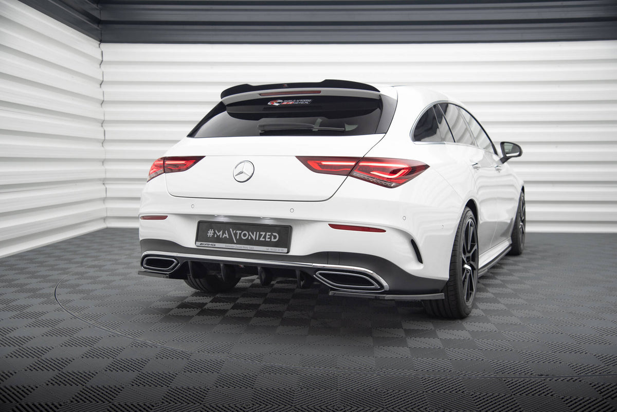 Heck Ansatz Flaps Diffusor passend für Mercedes-Benz CLA  AMG-Line X118 schwarz Hochglanz – Ansicht 1