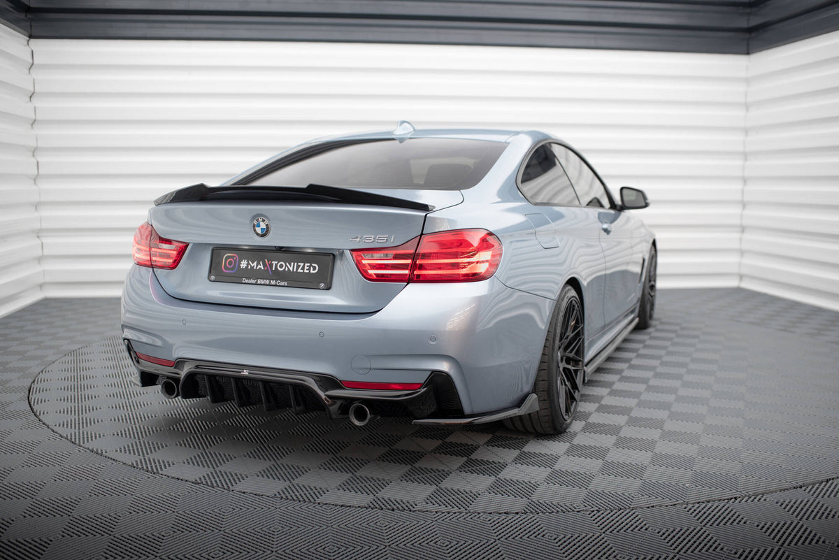 Heck Ansatz Flaps Diffusor V.5 passend für BMW 4er Coupe M-Paket F32  schwarz Hochglanz – Ansicht 1