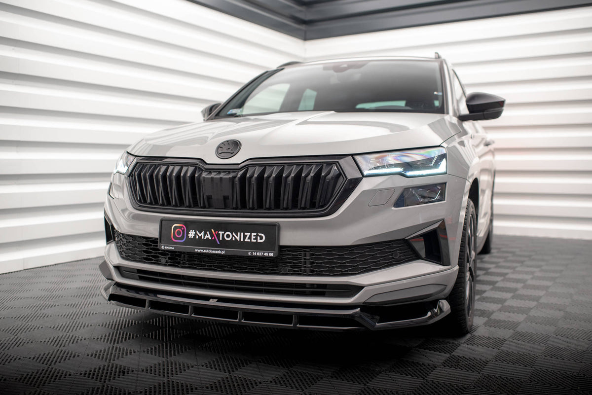 Street+ Spoilerlippe Front Ansatz passend für Skoda Karoq Sportline Mk1 Facelift schwarz Hochglanz – Ansicht 4