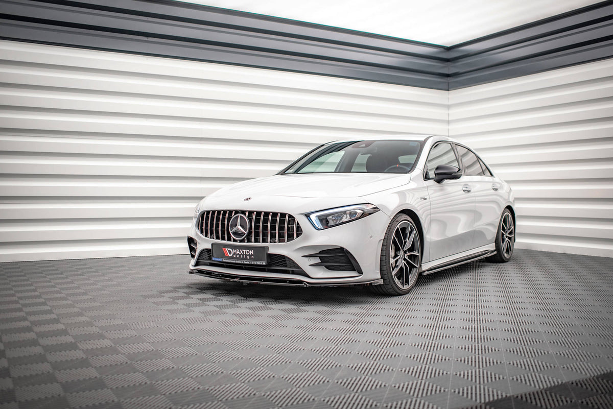 Street+ Spoilerlippe Front Ansatz V.4 passend für Mercedes A35 AMG / AMG-Line W177  schwarz Hochglanz – Ansicht 3
