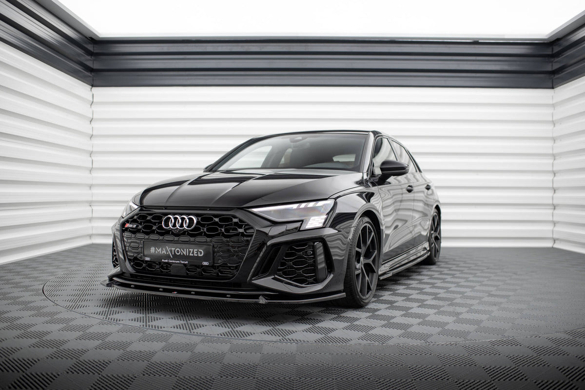Street+ Spoilerlippe Front Ansatz V.1 passend für Audi RS3 Sportback 8Y schwarz Hochglanz – Ansicht 4