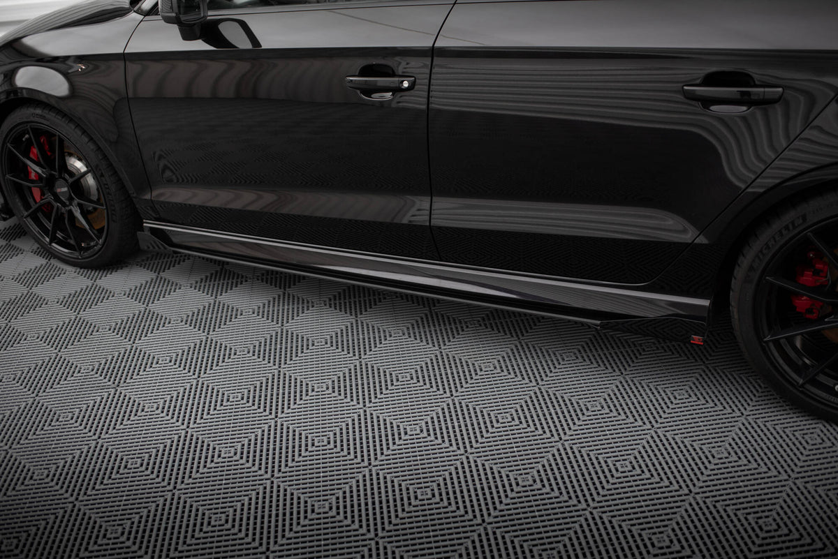 Street Pro Street+ Seitenschweller Leisten passend für V.1 + Flaps passend für Audi RS3 Limousine 8V Facelift schwarz Hochglanz – Ansicht 4