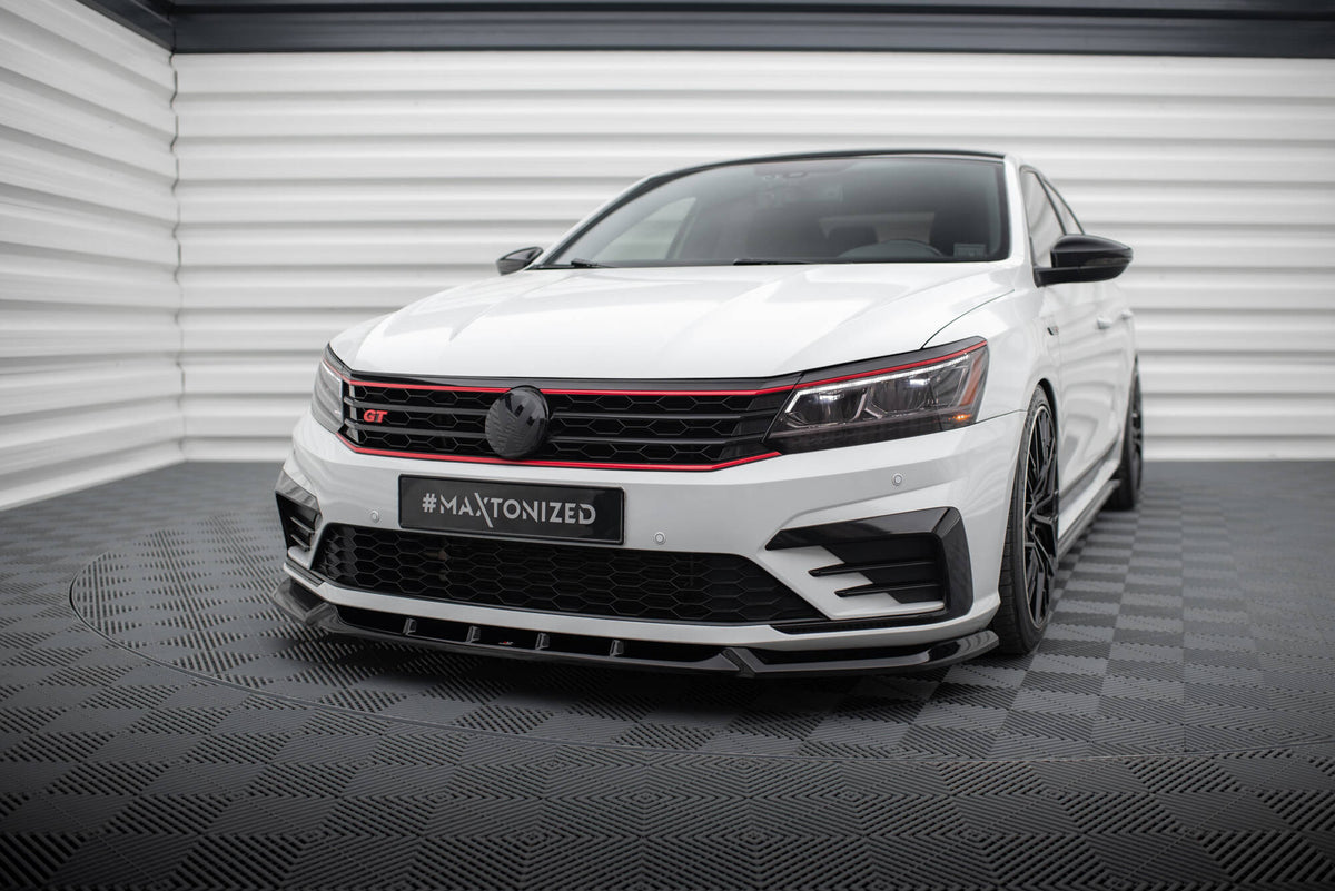Street+ Spoilerlippe Front Ansatz V.1 passend für VW Passat GT B8 Facelift USA schwarz Hochglanz – Ansicht 3