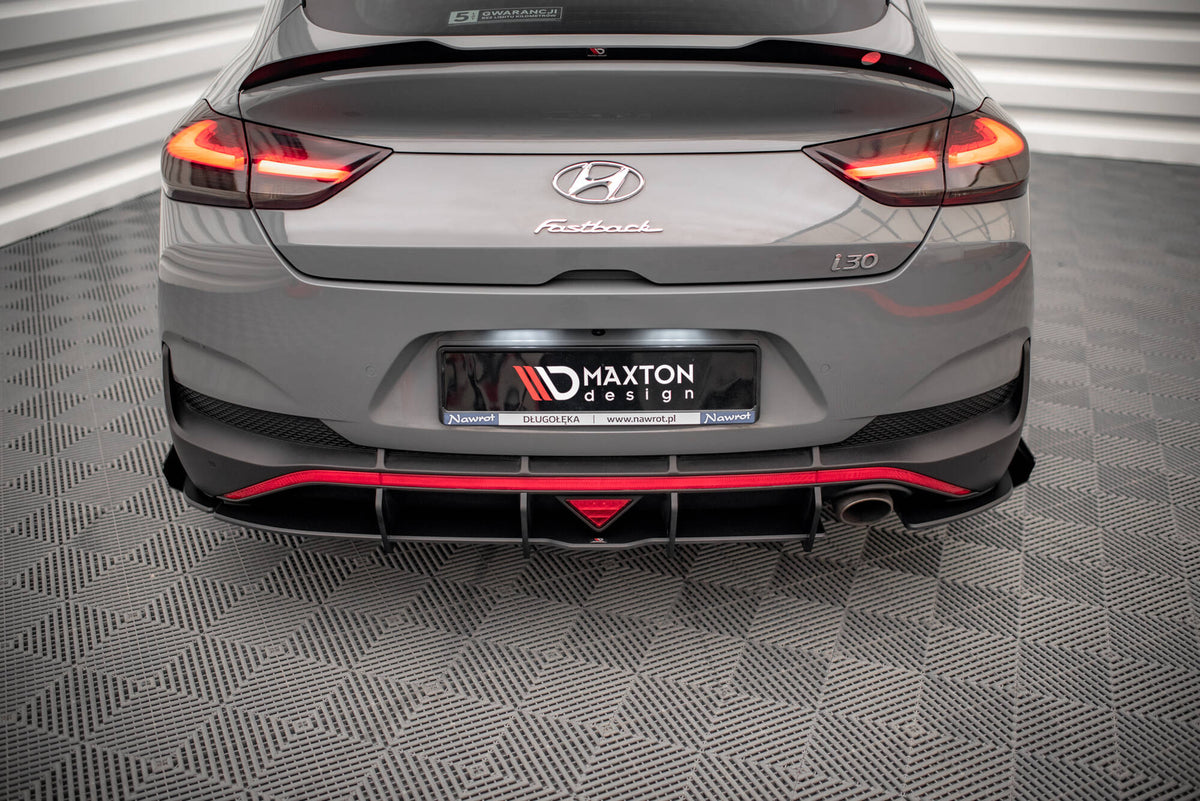 Street Pro Heck Ansatz Flaps Diffusor + Flaps passend für Hyundai I30 Fastback N-Line Mk3 Facelift schwarz Hochglanz – Ansicht 5