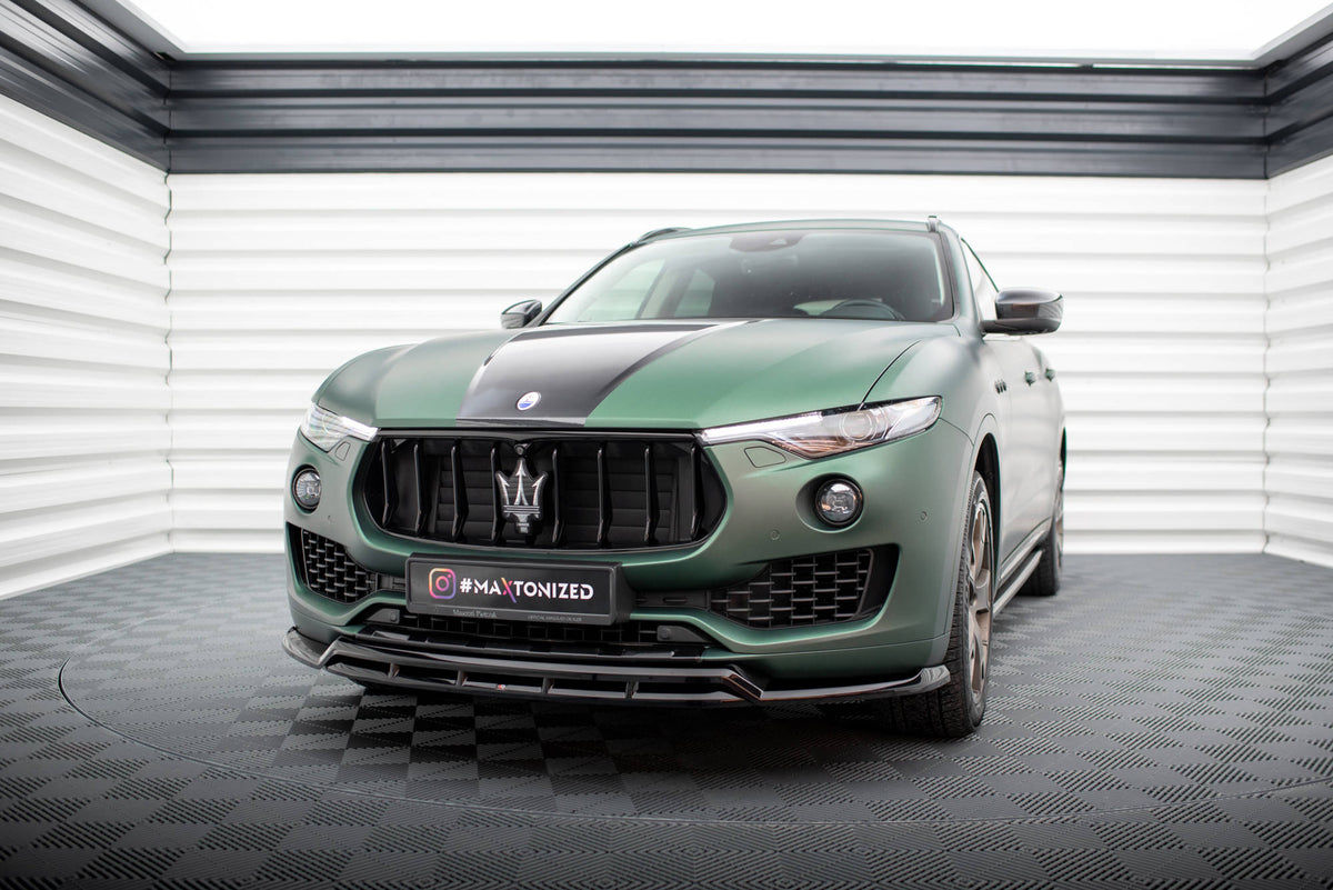 Street+ Spoilerlippe Front Ansatz V.2 passend für Maserati Levante Mk1 schwarz Hochglanz – Ansicht 3