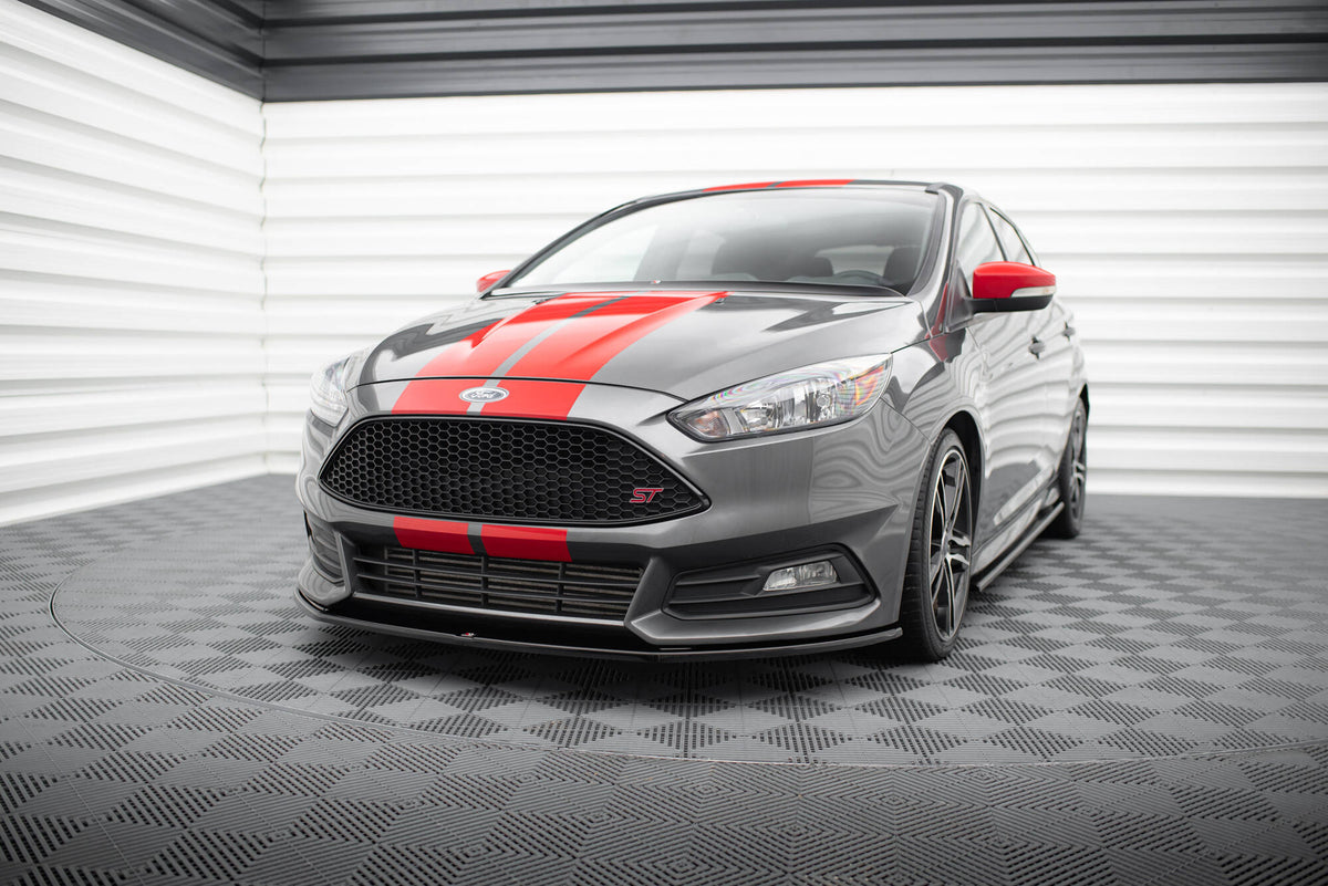 Street+ Spoilerlippe Front Ansatz V.2 passend für Ford Focus ST Mk3 Facelift schwarz Hochglanz – Ansicht 3