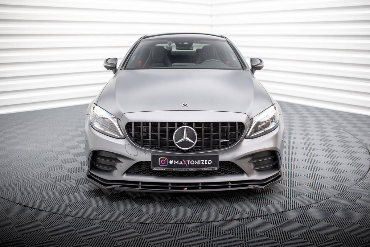 Street+ Spoilerlippe Front Ansatz V.2 passend für Mercedes-AMG C43 Coupe / Cabrio / Limousine / Kombi C205 / A205 / W205 / S205 Facelift schwarz Hochglanz – Ansicht 1