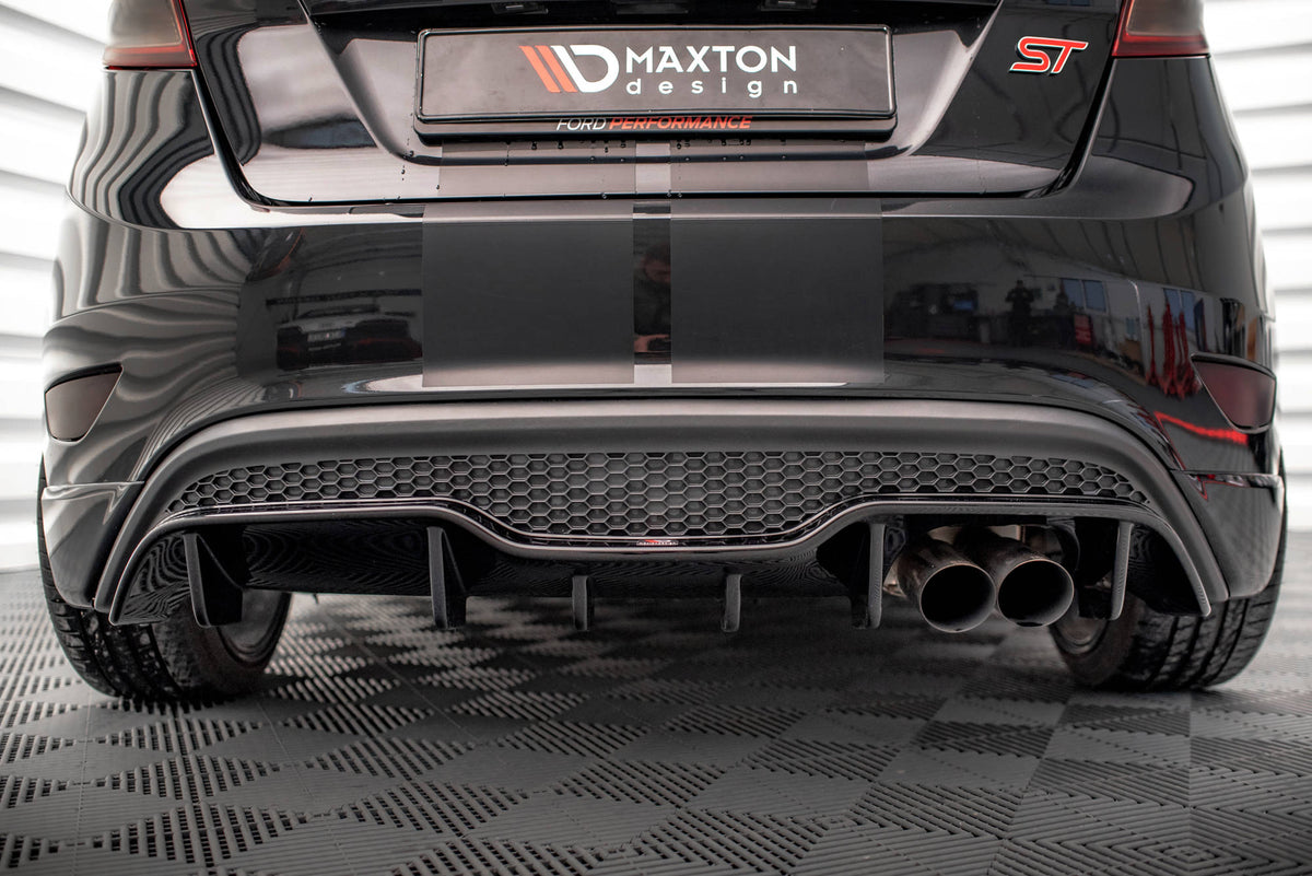 Diffusor Heck Ansatz passend für Ford Fiesta ST (5-Türige version) Mk7 Facelift schwarz Hochglanz – Ansicht 5