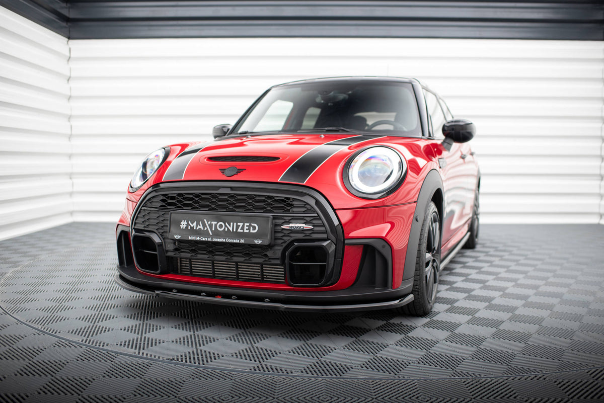 Street+ Spoilerlippe Front Ansatz V.1 passend für Mini Cooper S John Cooper Works F56 Facelift schwarz Hochglanz – Ansicht 4