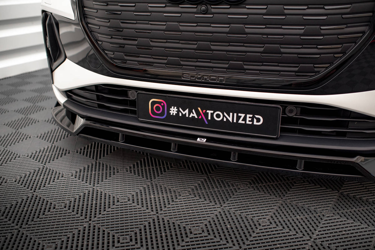 Street+ Spoilerlippe Front Ansatz V.2 passend für Audi Q4 e-tron Sportback S-line Mk1 schwarz Hochglanz – Ansicht 3