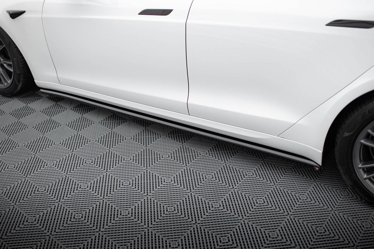 Street+ Seitenschweller Leisten V.2 passend für Tesla Model S Plaid Mk1 Facelift schwarz Hochglanz – Ansicht 3