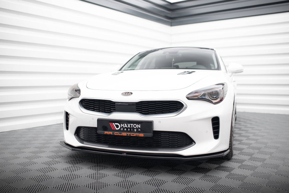 Street+ Spoilerlippe Front Ansatz V.1 passend für Kia Stinger GT / GT-Line / Standard Mk1 schwarz Hochglanz – Ansicht 3
