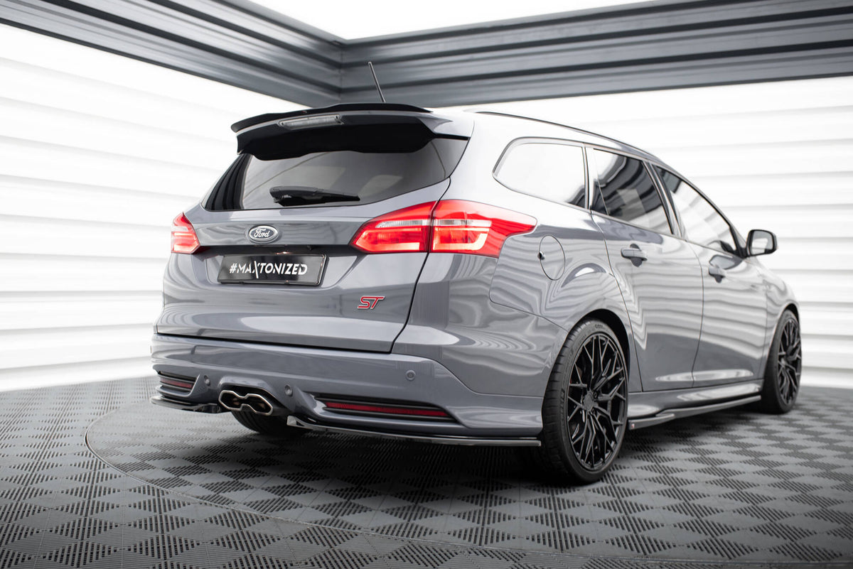 Heck Ansatz Flaps Diffusor passend für Ford Focus ST Kombi Mk3 / Mk3 Facelift schwarz Hochglanz – Ansicht 3