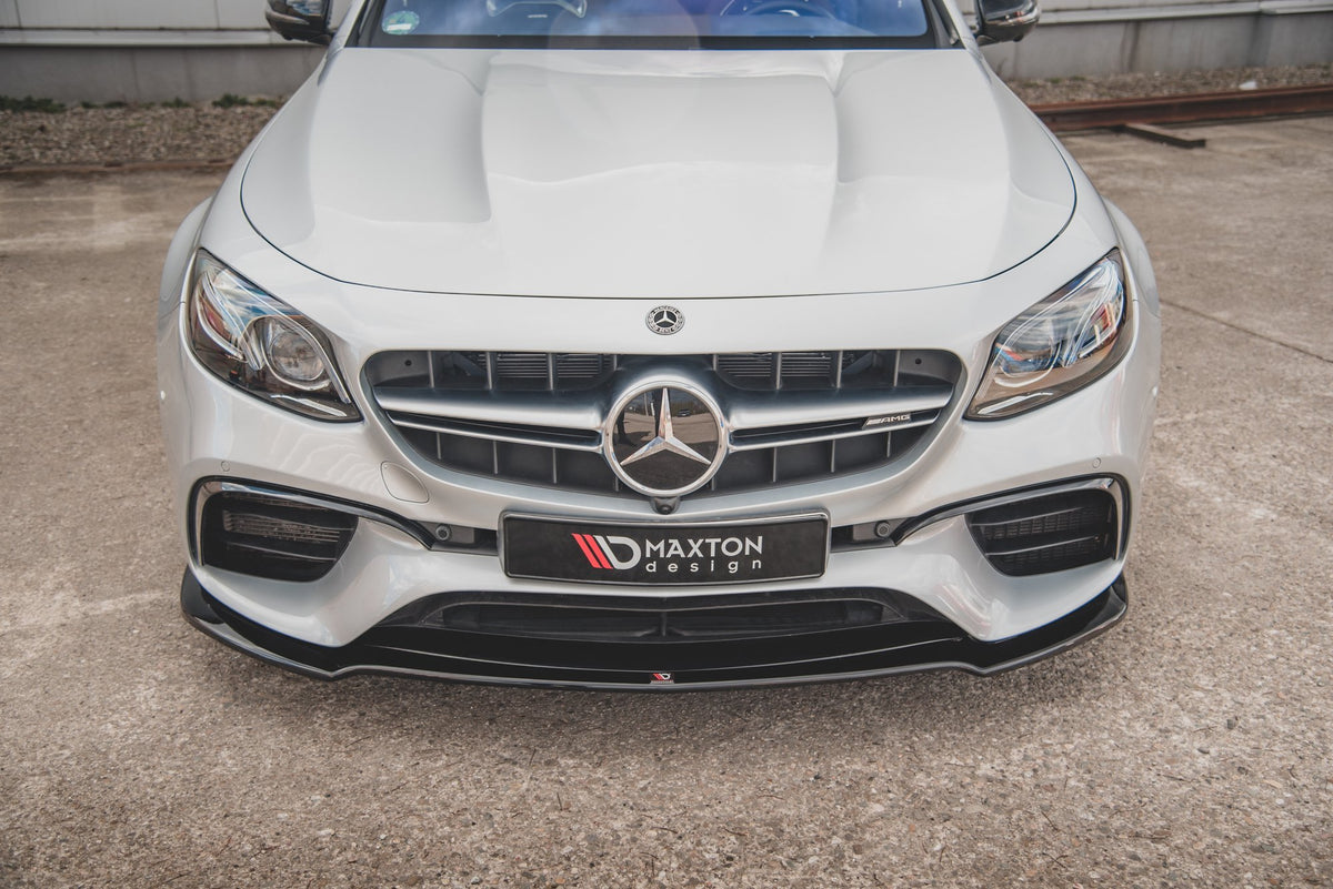 Street+ Spoilerlippe Front Ansatz V.1 passend für Mercedes-Benz E63 AMG Kombi/Limousine S213/W213 schwarz Hochglanz – Ansicht 3
