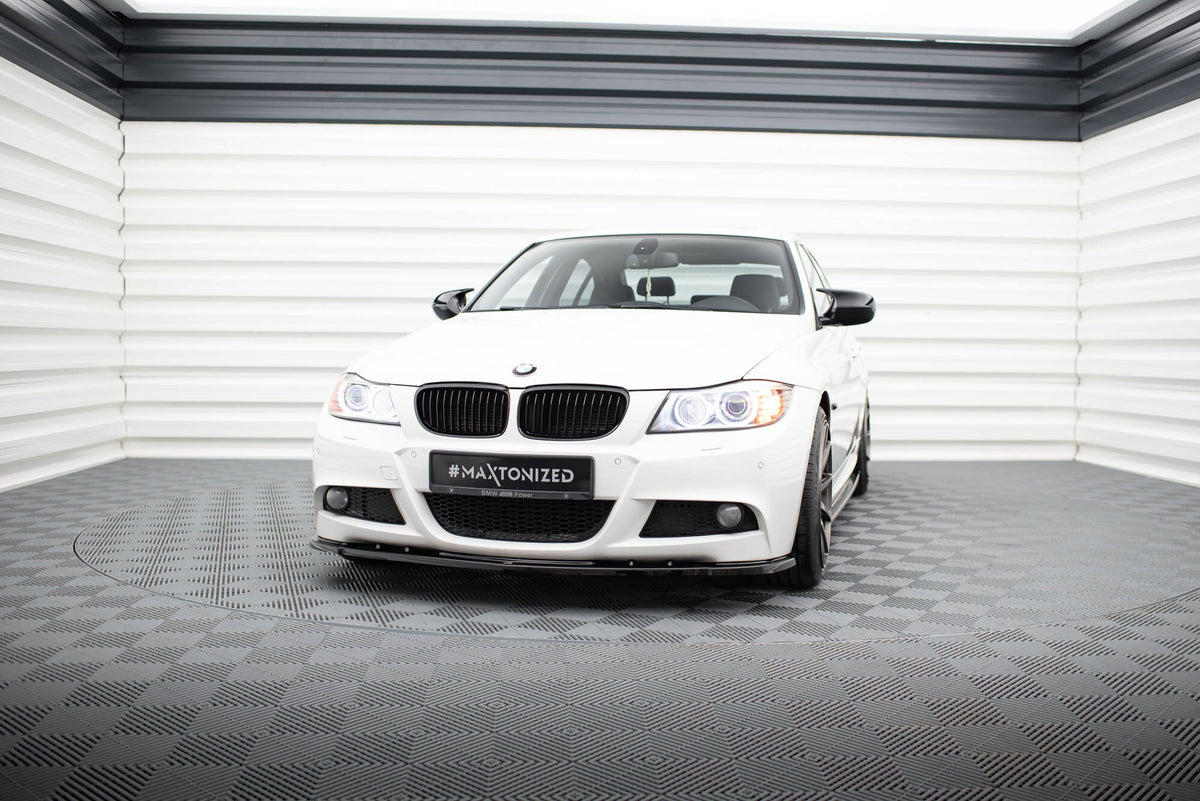 Street+ Spoilerlippe Front Ansatz V.1 passend für BMW 3er Limousine / Touring M-Paket E90 / E91 Facelift schwarz Hochglanz – Ansicht 3
