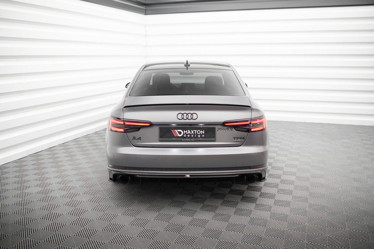 Heck Ansatz Flaps Diffusor V.3 passend für Audi A4 S-line B9 schwarz Hochglanz – Ansicht 1