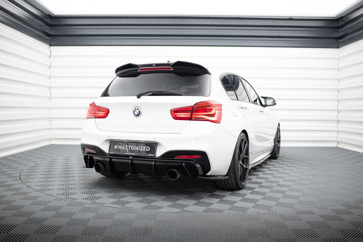 Heck Ansatz Flaps Diffusor V.5 passend für (Für heckansatz v.3) BMW 1er M-Paket / M140i F20 Facelift  schwarz Hochglanz – Ansicht 1