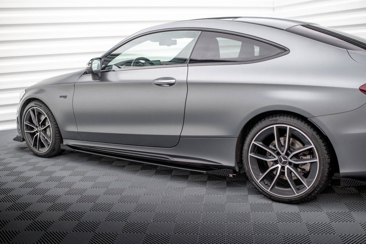 Seitenschweller Flaps passend für Mercedes-AMG C43 Coupe / Cabrio C205  Facelift / A205 Facelift schwarz Hochglanz – Ansicht 3