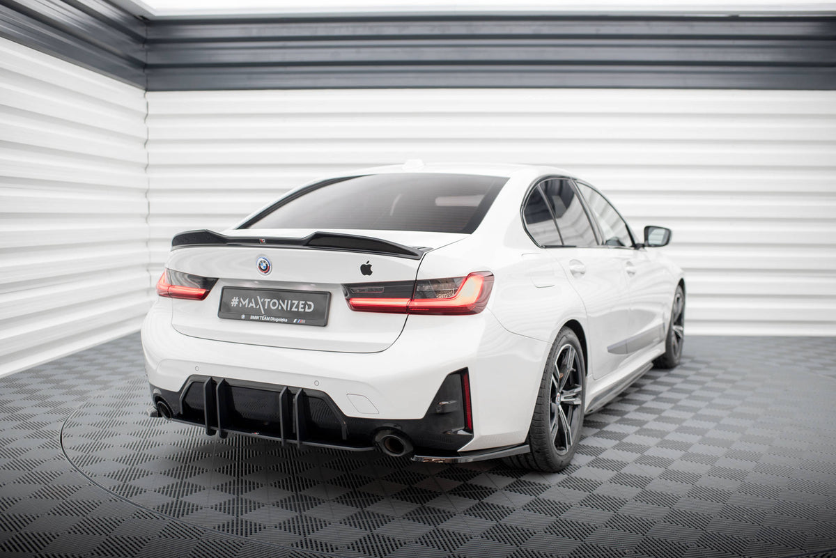 Heck Ansatz Flaps Diffusor passend für BMW M-Paket G20 / G21 Facelift schwarz Hochglanz – Ansicht 1