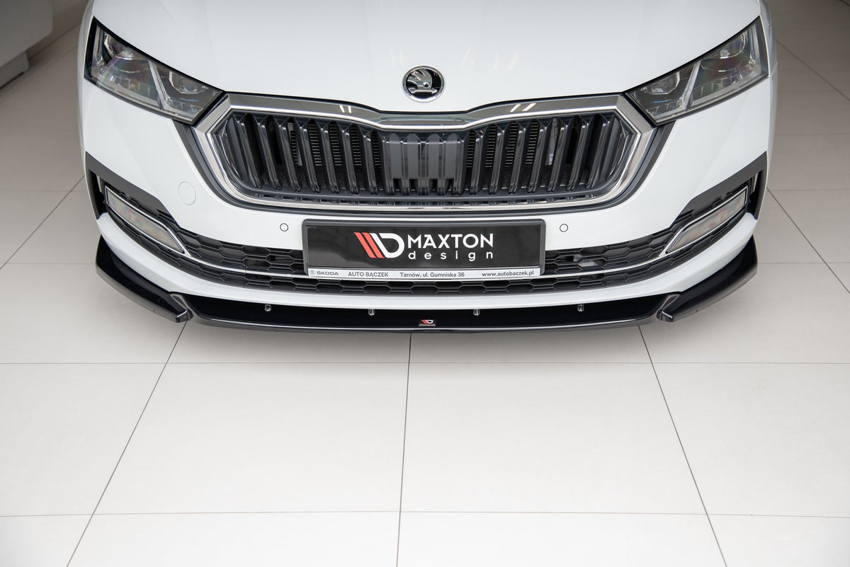 Street+ Spoilerlippe Front Ansatz V.1 passend für Skoda Octavia Mk4 schwarz Hochglanz – Ansicht 3