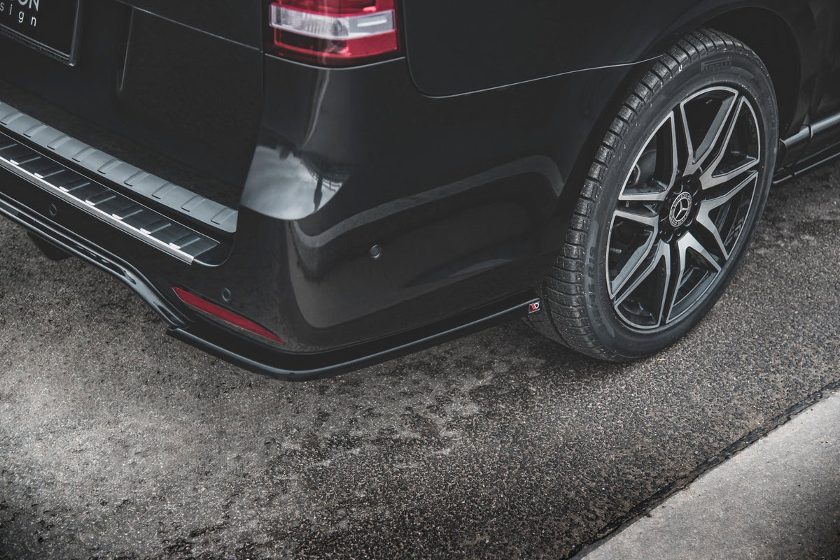 Heck Ansatz Flaps Diffusor V.2 passend für Mercedes-Benz V-Klasse AMG-Line W447 Facelift schwarz Hochglanz – Ansicht 3
