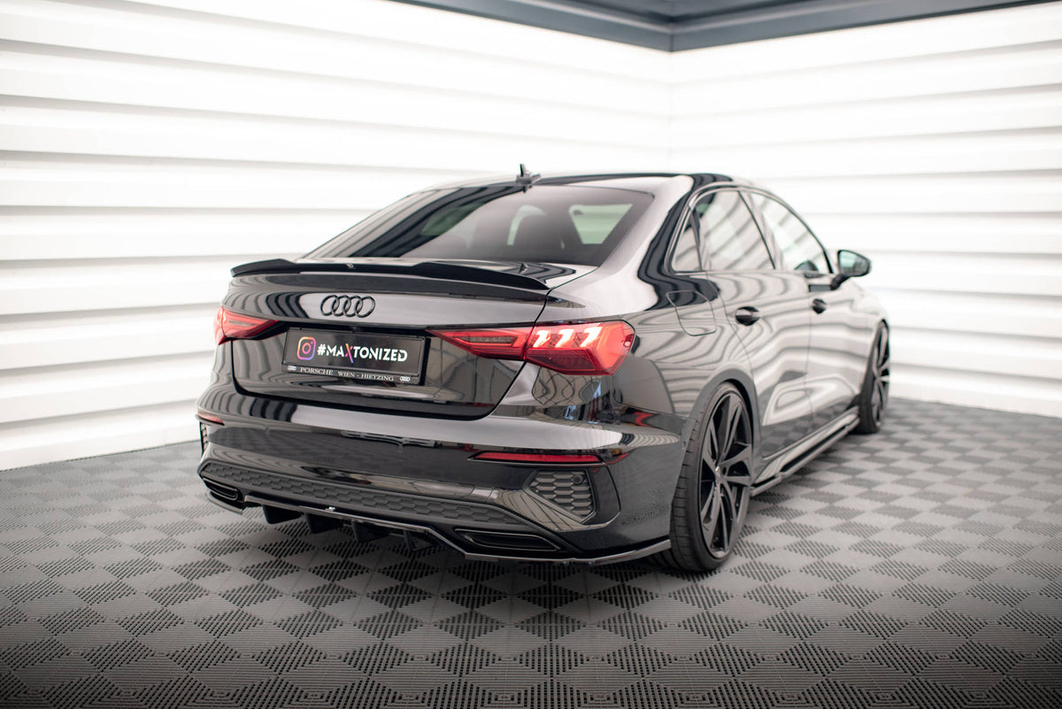 Street+ Mittlerer Diffusor RACE passend für Audi A3 S-Line Limousine 8Y schwarz Hochglanz – Ansicht 1