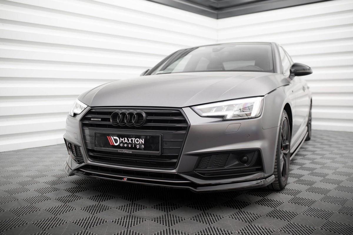 Street+ Spoilerlippe Front Ansatz V.4 passend für Audi S4 / A4 S-Line B9 schwarz Hochglanz – Ansicht 3