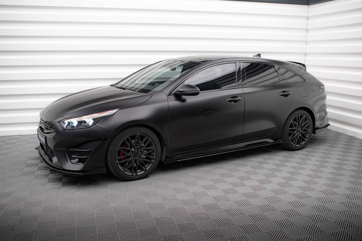 Street Pro Street+ Seitenschweller Leisten + Flaps passend für Kia Proceed GT / GT-Line Mk1 Facelift / Ceed GT Mk3 Facelift  schwarz Hochglanz – Ansicht 1