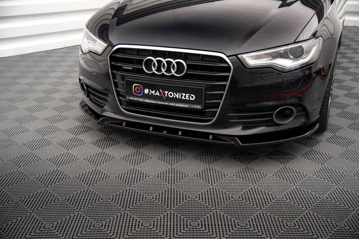 Street+ Spoilerlippe Front Ansatz V.2 passend für Audi A6 C7 schwarz Hochglanz – Ansicht 3