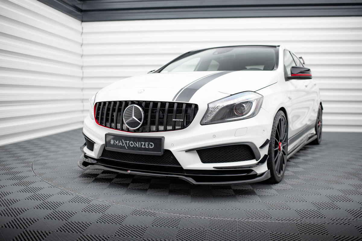 Street+ Spoilerlippe Front Ansatz V.4 passend für Mercedes-Benz A45 AMG W176 schwarz Hochglanz – Ansicht 3
