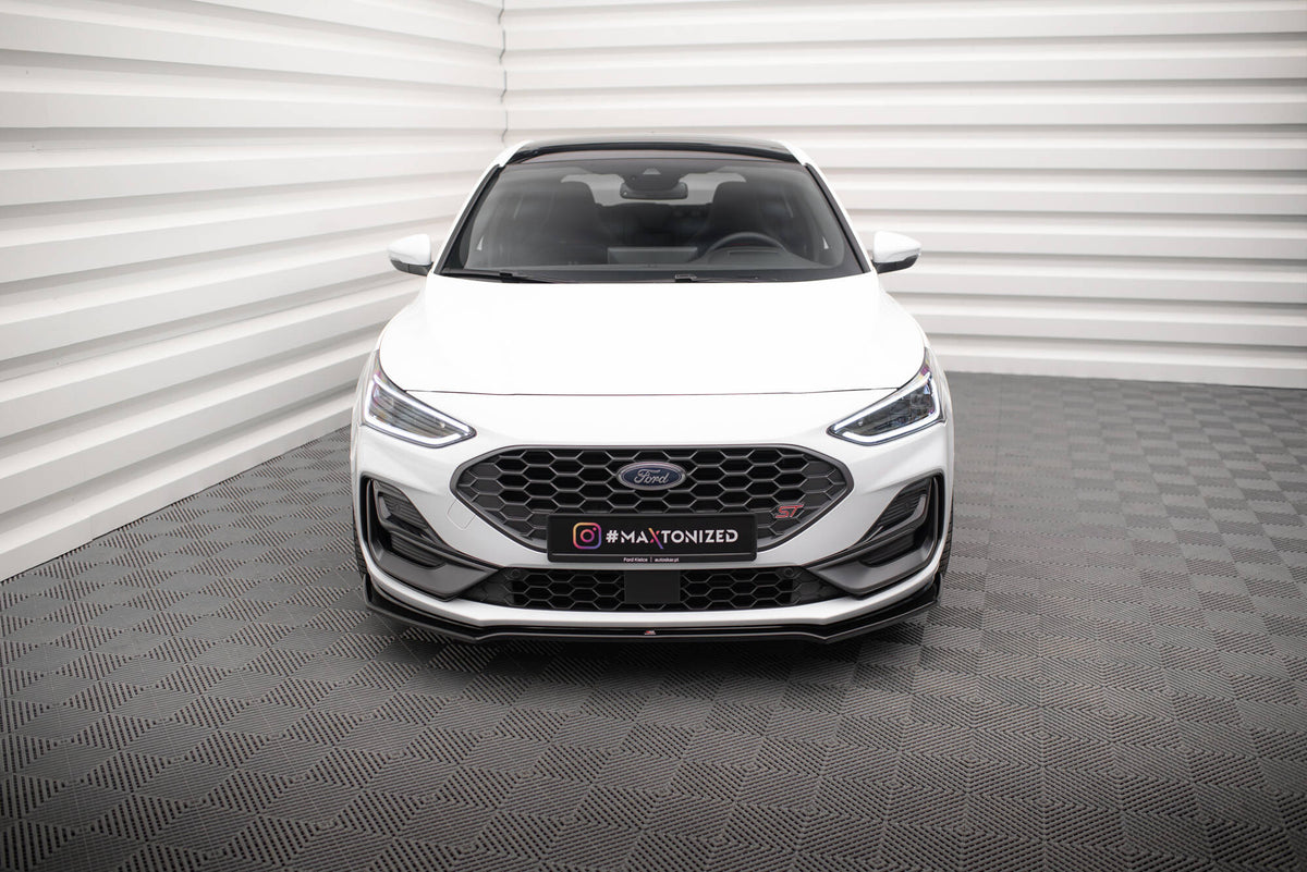 Street+ Spoilerlippe Front Ansatz V.1 passend für Ford Focus ST / ST-Line Mk4 Facelift schwarz Hochglanz – Ansicht 1
