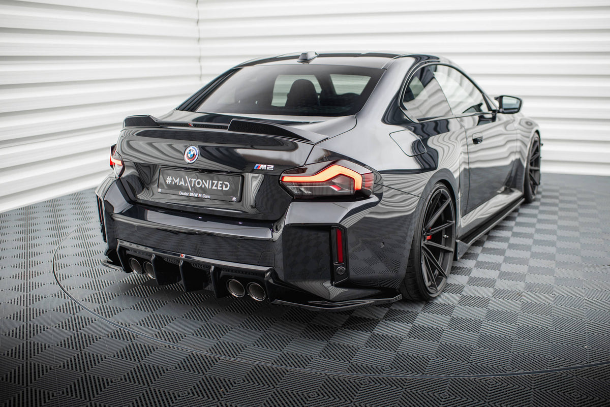 Heck Ansatz Flaps Diffusor V.3 passend für (Für heckansatz v.1) BMW M2 G87 schwarz Hochglanz – Ansicht 1