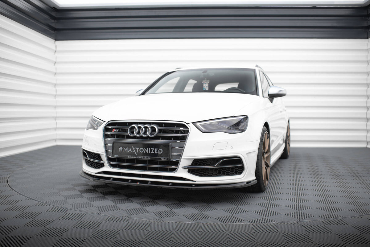 Street+ Spoilerlippe Front Ansatz V.1 passend für Audi S3 / A3 S-Line Sportback / Hatchback 8V schwarz Hochglanz – Ansicht 4