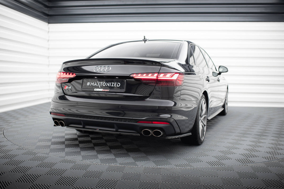 Heck Ansatz Flaps Diffusor passend für Audi S4 B9 Facelift schwarz Hochglanz – Ansicht 1