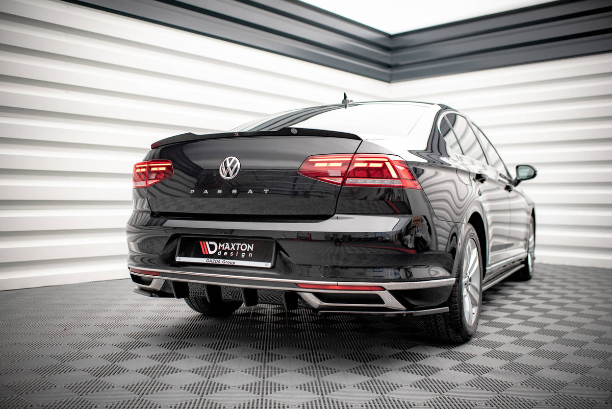 Heck Ansatz Flaps Diffusor passend für VW Passat B8 Facelift schwarz Hochglanz – Ansicht 3