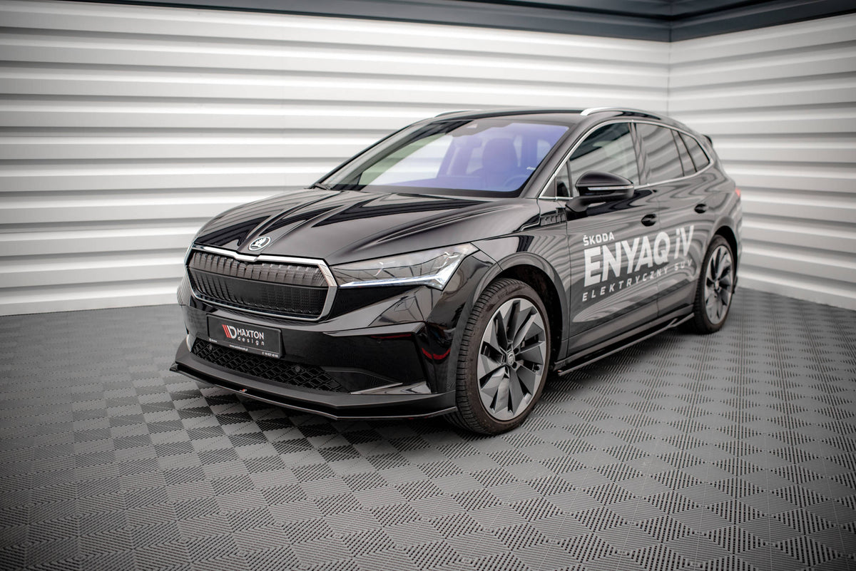 Street+ Spoilerlippe Front Ansatz V.1 passend für Skoda Enyaq iV schwarz Hochglanz – Ansicht 4