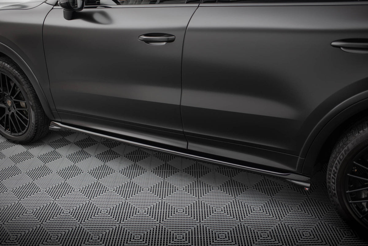 Street+ Seitenschweller Leisten passend für V.1 passend für Porsche Cayenne SUV / Coupe Mk3 Facelift schwarz Hochglanz – Ansicht 4