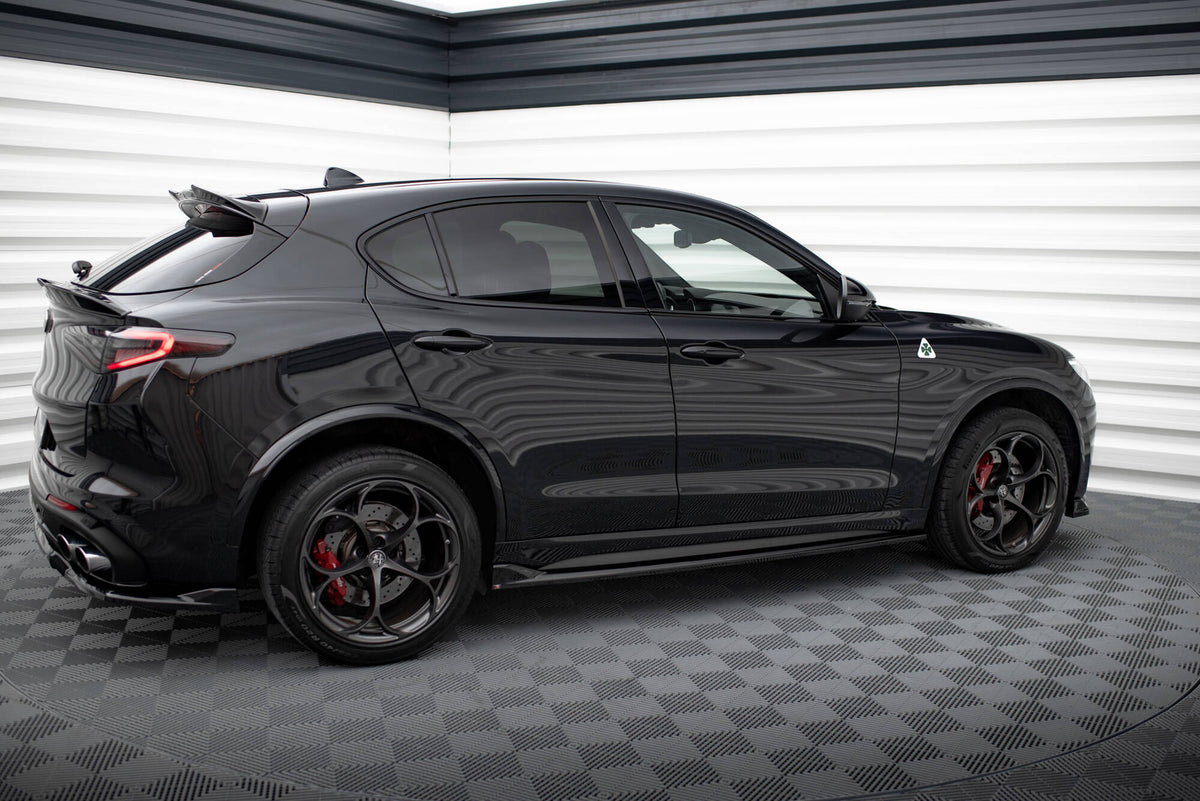 Street+ Seitenschweller Leisten passend für Alfa Romeo Stelvio Quadrifoglio Mk1 schwarz Hochglanz – Ansicht 3