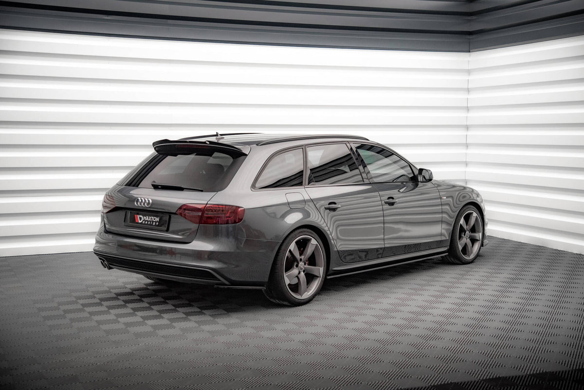 Heck Ansatz Flaps Diffusor V.2 passend für Audi A4 S-Line Avant B8 Facelift schwarz Hochglanz – Ansicht 1