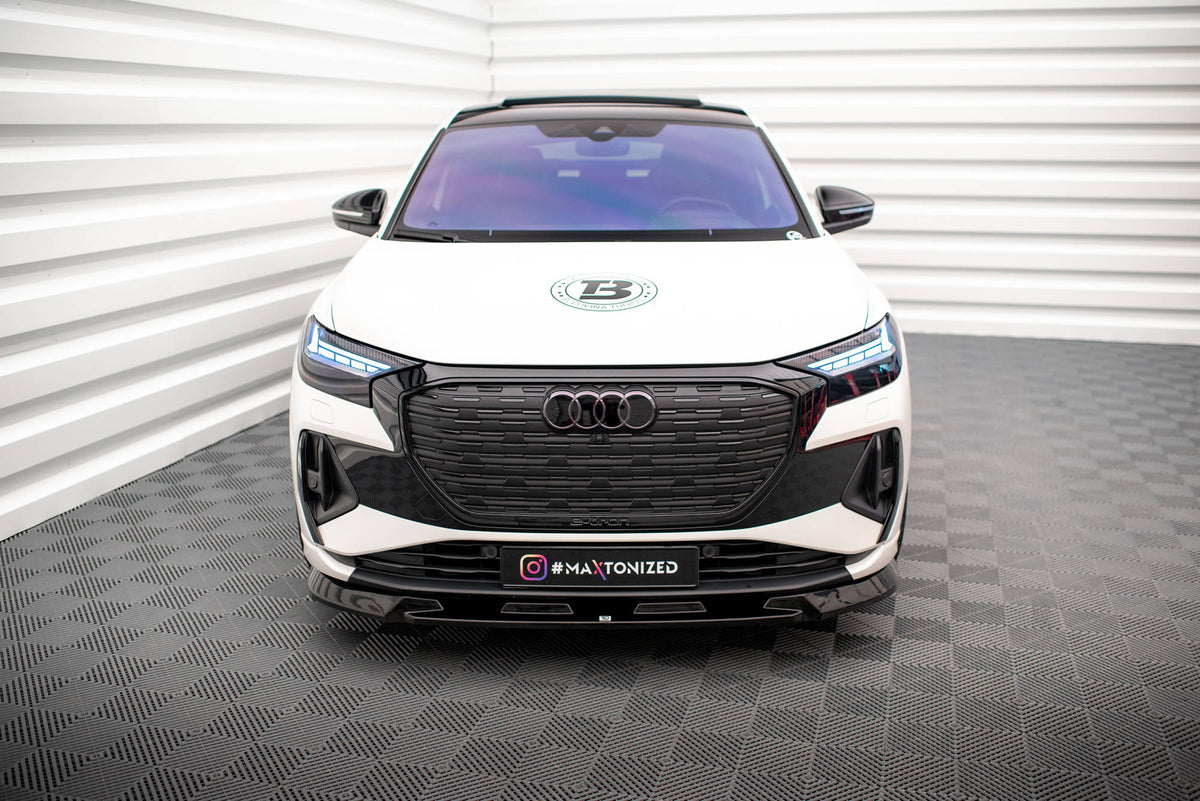 Street+ Spoilerlippe Front Ansatz V.1 passend für Audi Q4 e-tron Sportback S-line Mk1 schwarz Hochglanz – Ansicht 3