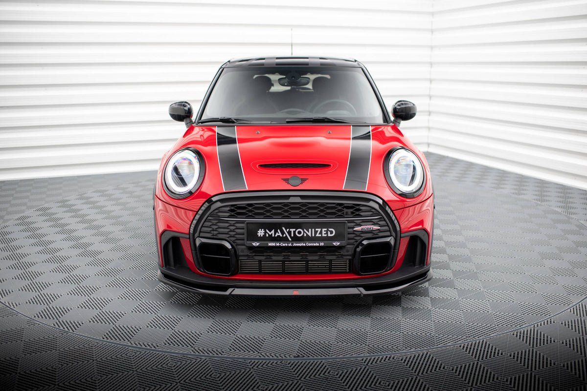 Street+ Spoilerlippe Front Ansatz V.2 passend für Mini Cooper S John Cooper Works F56 Facelift schwarz Hochglanz – Ansicht 1