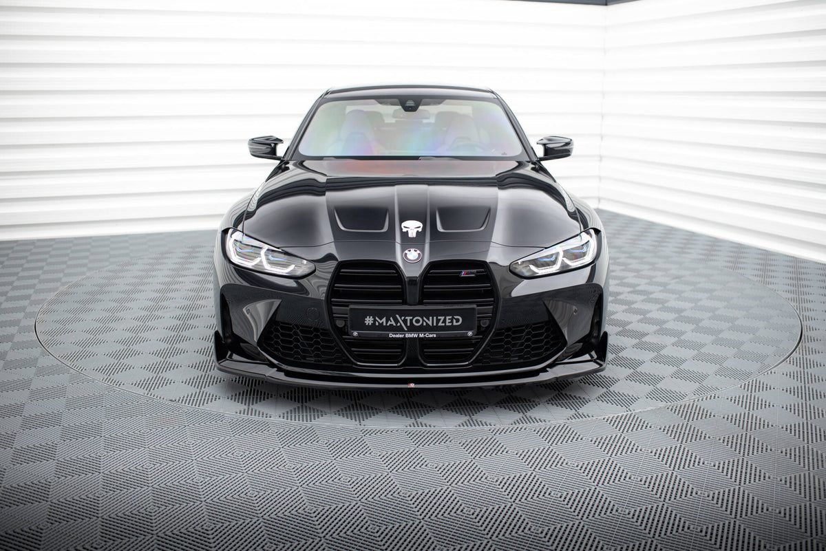 Street+ Spoilerlippe Front Ansatz V.4 passend für CSL Look BMW M3 Limousine / Touring G80 / G81 schwarz Hochglanz – Ansicht 3