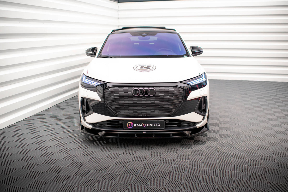 Street+ Spoilerlippe Front Ansatz V.2 passend für Audi Q4 e-tron Sportback S-line Mk1 schwarz Hochglanz – Ansicht 1