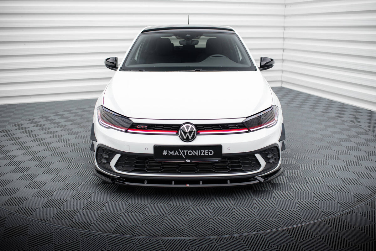 Street+ Spoilerlippe Front Ansatz V.2 passend für VW Polo GTI Mk6 Facelift schwarz Hochglanz – Ansicht 1