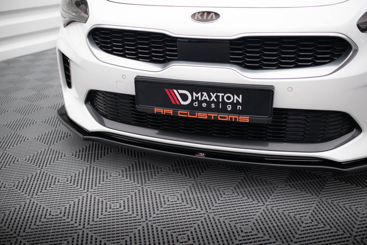 Street+ Spoilerlippe Front Ansatz V.1 passend für Kia Stinger GT / GT-Line / Standard Mk1 schwarz Hochglanz – Ansicht 4