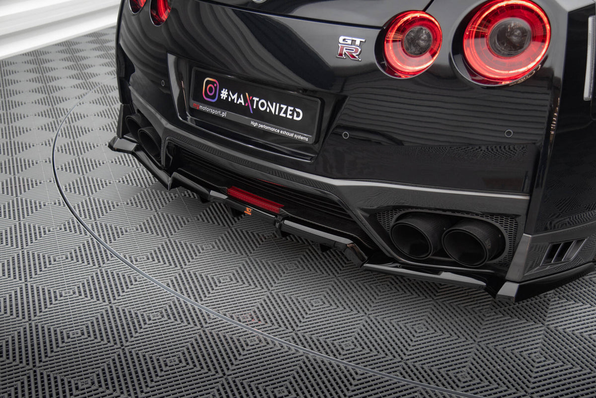 Street+ Mittlerer Diffusor RACE passend für Nissan GTR R35 Facelift schwarz Hochglanz – Ansicht 1