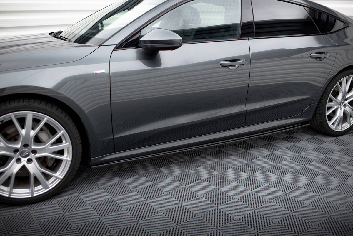 Street+ Seitenschweller Leisten passend für Audi A7 S-Line C8 / S7 C8 / C8 Facelift / S7 Facelift schwarz Hochglanz – Ansicht 3