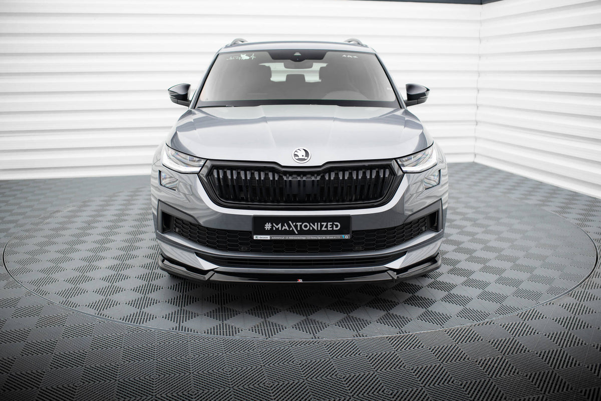 Street+ Spoilerlippe Front Ansatz V.1 passend für Skoda Kodiaq Sportline Mk1 Facelift schwarz Hochglanz – Ansicht 1