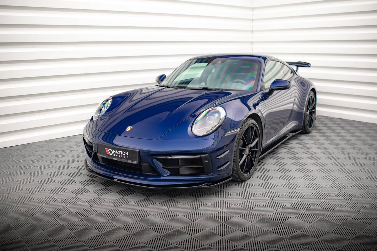 Street+ Spoilerlippe Front Ansatz V.1 passend für Porsche 911 Carrera Aero / Carrera GTS 992 schwarz Hochglanz – Ansicht 4