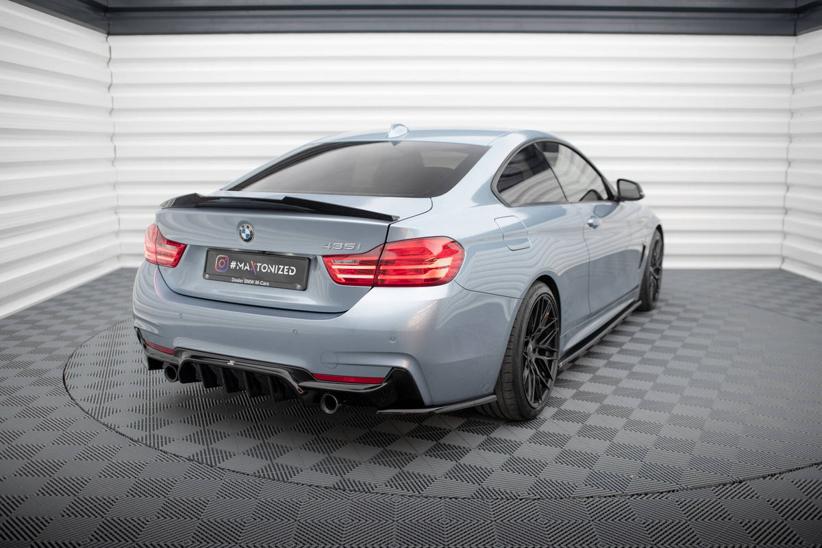 Heck Ansatz Flaps Diffusor V.4 passend für BMW 4er Coupe M-Paket F32  schwarz Hochglanz – Ansicht 1